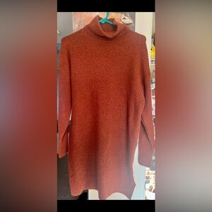 Terracotta Turtleneck Sweater Dress